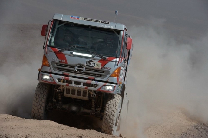 Foto: www.dakar.com;Japonci Teruhito Sugawara/Hiroyuki Sugiura a ich kamión Hino;